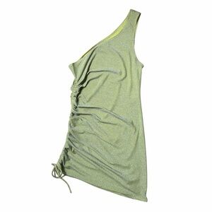 Reformation Lime Green Sparkle Jilian Knit Mini Dress Womens L